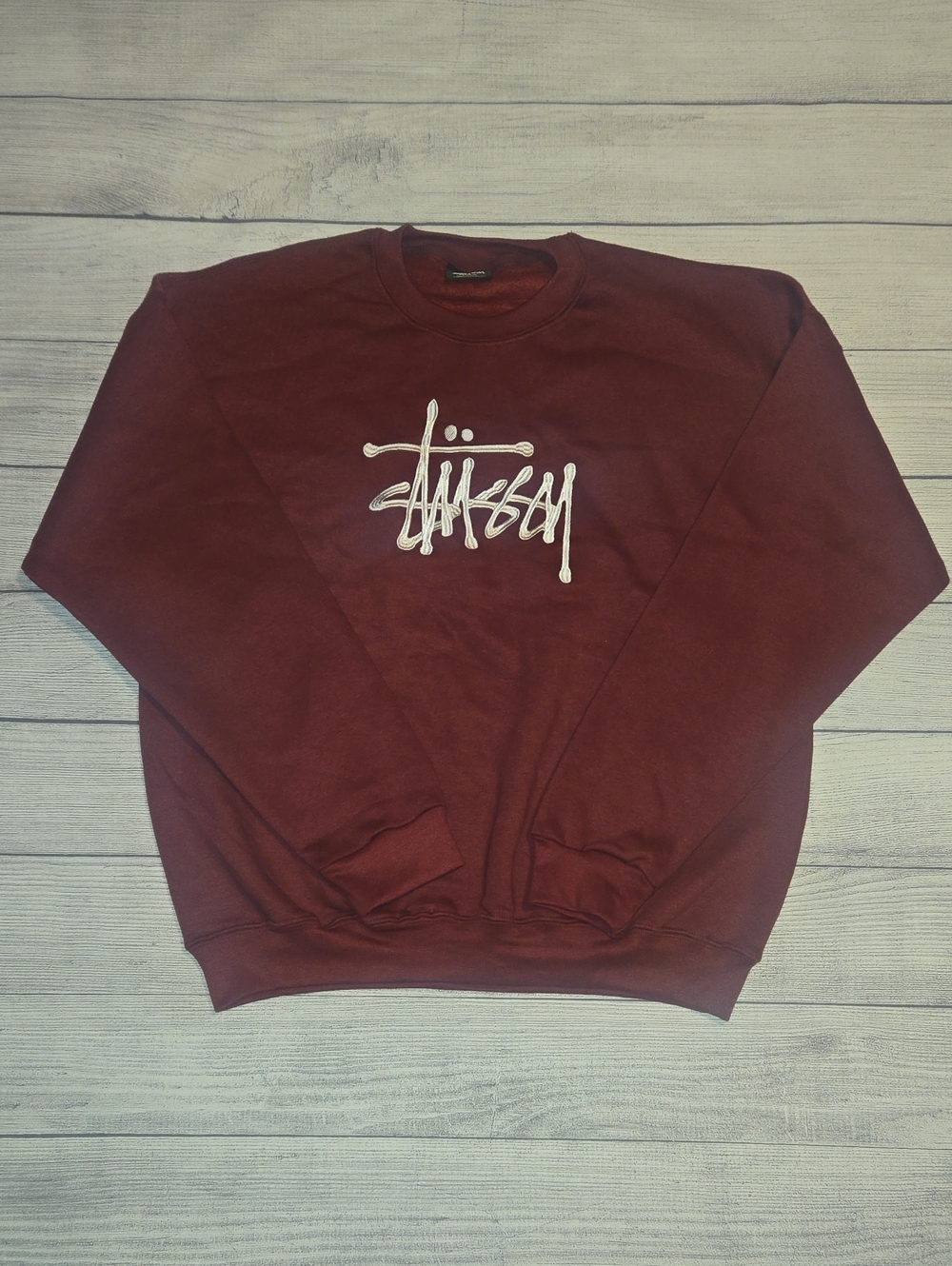 Stussy Basic Logo Vintage Crewneck Red/White Size L NWOT